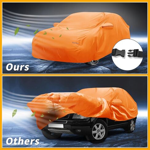 Car Cover Waterproof All Weather Automotive Outdoor Anti-UV Full Exterior Cover for Volvo XC90 210D-PU Orange with Left Side Zippers in Kuwait