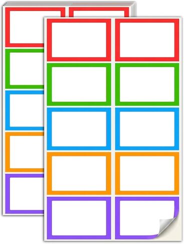 250 Pack, Colored Name Tag Stickers Labels Sheets - 3" x 2" in Kuwait
