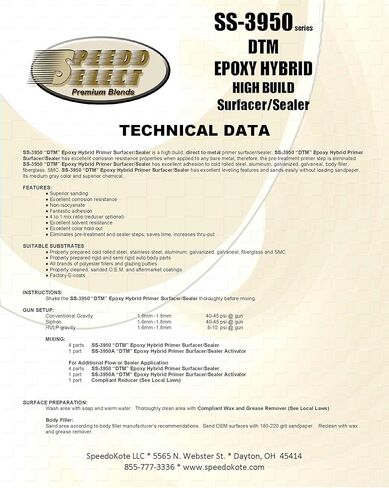 Speedokote DTM Epoxy Hybrid Hi-build Primer Surfacer Sealer Grey Gallon Kit, SS-3950/3950A in Kuwait