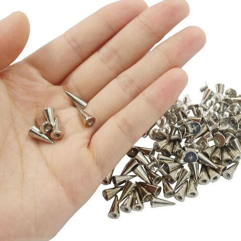 suiwotin 100 Sets 12mm Cone Spikes & Screwback Studs - Metal Punk Rivets for Leather Jackets, Boots | DIY Leathercraft with Installation Tool (Silver) in Kuwait