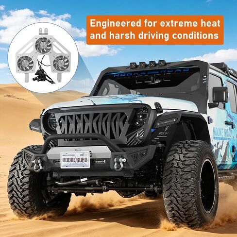Hooke Road JL Gladiator Engine Radiator with 3 Cooling Fans for 2018-2026 Jeep Wrangler JL & Gladiator JT, Quality Aluminum Replacement Fan Kit for Summer Driving & Tough Off-Road in Kuwait