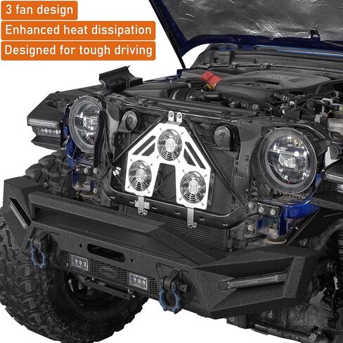 Hooke Road JL Gladiator Engine Radiator with 3 Cooling Fans for 2018-2026 Jeep Wrangler JL & Gladiator JT, Quality Aluminum Replacement Fan Kit for Summer Driving & Tough Off-Road in Kuwait