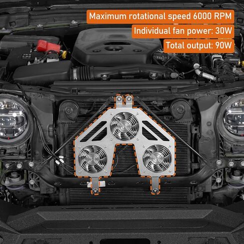 Hooke Road JL Gladiator Engine Radiator with 3 Cooling Fans for 2018-2026 Jeep Wrangler JL & Gladiator JT, Quality Aluminum Replacement Fan Kit for Summer Driving & Tough Off-Road in Kuwait