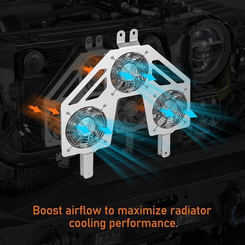 Hooke Road JL Gladiator Engine Radiator with 3 Cooling Fans for 2018-2026 Jeep Wrangler JL & Gladiator JT, Quality Aluminum Replacement Fan Kit for Summer Driving & Tough Off-Road in Kuwait