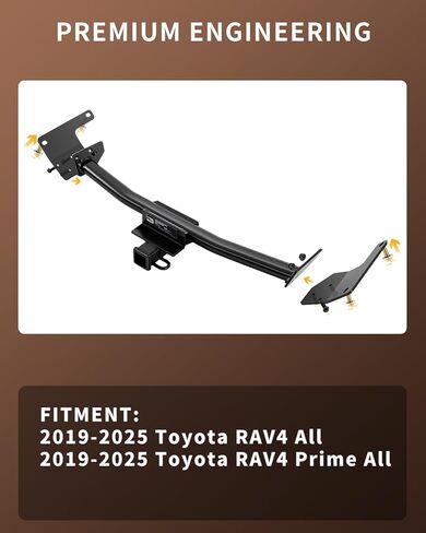 Class 3 Trailer Hitch 2-Inch Receiver Compatible with Toyota RAV4 & RAV4 Prime 2019-2025| 4,500 lbs GTW / 675 lbs TW | Rugged Steel, Rust-Resistant | Bolt-On Installation in Saudi Arabia