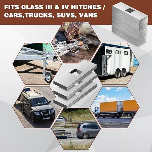Hicarer 12 Pcs Trailer Hitch Block Plate Spacer Kit 3" x 1" Galvanized Carbon Steel Blocks 9/16" Hole Dia, 1/4" Thickness Hook Block Plate Spacer for SUV Pickup Rv Stabilizers in Kuwait