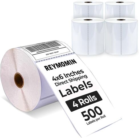 4x6 Thermal Shipping Labels - 1 Roll of 500 labels , Perforated & Smudge-Proof 4x6 Thermal Labels Compatible with Zebra, Munbyn for Amazon UPS FedEx Shopify in Saudi Arabia