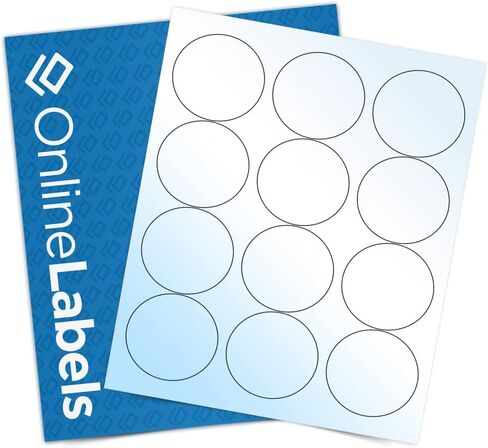 2.5 Inch Round Labels - White Gloss (Inkjet Printers Only) - Pack of 12,000 Circle Stickers, 1000 Sheets - OnlineLabels in Saudi Arabia