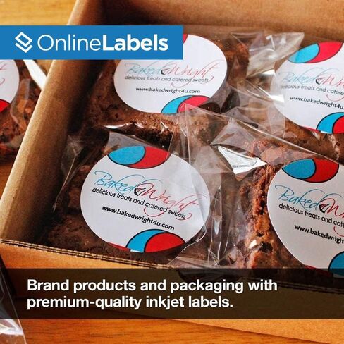 2.5 Inch Round Labels - White Gloss (Inkjet Printers Only) - Pack of 12,000 Circle Stickers, 1000 Sheets - OnlineLabels in Saudi Arabia