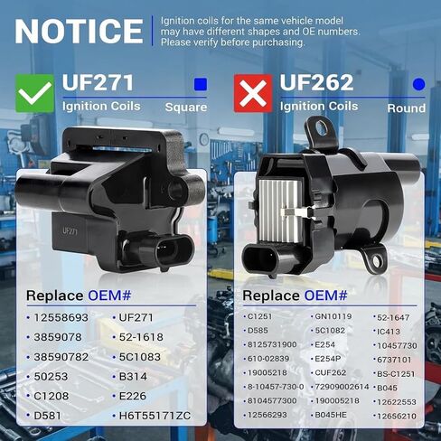 UF271 Ignition Coils Pack & Double Iridium Spark Plugs & Spark Plug Wires for 4.8 5.3 Chevy Avalanche Express Tahoe Silverado Suburban 1500 2500 3500/GMC Savana Sierra Yukon/Hummer H2 OEM# C1208 D581 in Kuwait