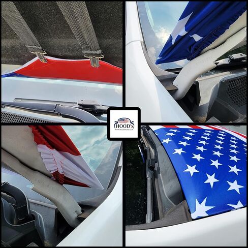 [Hood's Flags] Bald Eagle American Flag Car Hood Cover 63"x47" (160x120cm) – Universal Fit for Cars, SUVs, or Pickup Trucks – Stretch Polyester Spandex – Weather-Resistant with Secure Fasteners in Saudi Arabia