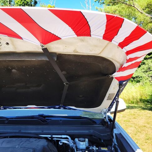 [Hood's Flags] Bald Eagle American Flag Car Hood Cover 63"x47" (160x120cm) – Universal Fit for Cars, SUVs, or Pickup Trucks – Stretch Polyester Spandex – Weather-Resistant with Secure Fasteners in Saudi Arabia