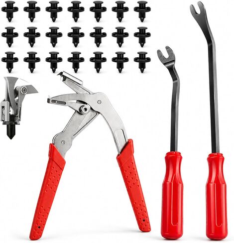 Trim Removal Tool, 4-in-1 Car Trim Removal Tool Kit with Clip Removal Pliers, 8in & 12in Fastener Tools, 20 Pcs Automotive Clips, 17-4 Stainless Steel, for Door Panel, Bumper, Fender Fastener Removal in Saudi Arabia