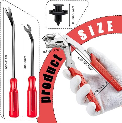Trim Removal Tool, 4-in-1 Car Trim Removal Tool Kit with Clip Removal Pliers, 8in & 12in Fastener Tools, 20 Pcs Automotive Clips, 17-4 Stainless Steel, for Door Panel, Bumper, Fender Fastener Removal in Saudi Arabia