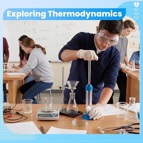 Sabary Air Compression Ignition Demonstrator, Physics Thermodynamics Equipment, Includes Cotton, Piston Rings, Lubricating Oil & Bamboo Stick, Mechanical Energy Heat Conversion Science Experiment Kit in Kuwait