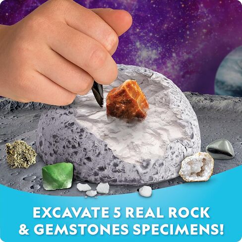 National Geographic Outer Space Dig Kit – Excavate 5 Real Rock & Gemstone Specimens | Includes Dig Brick, Excavation Tools, Magnifying Glass & Learning Guide, Fun Space-Themed STEM Activity for Kids in Kuwait