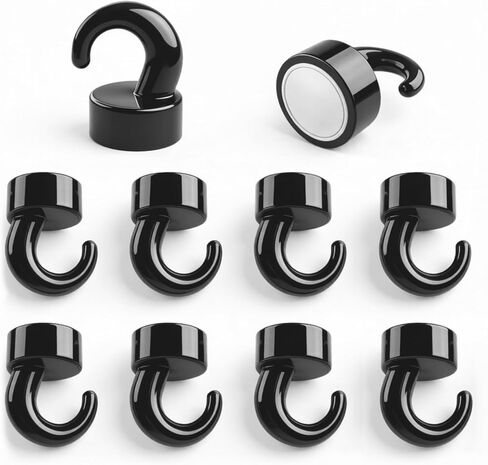 Small Magnetic Hooks Black (2024 New) for Refrigerator, Mini Magnetic Hooks for Cruise Cabins, Hook Magnets Tiny for Kitchen, Classroom, and Office - Pack of 10 (Black) in Saudi Arabia
