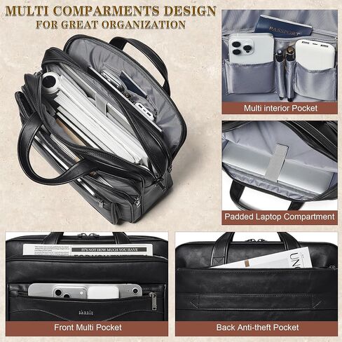 Shrrie Leather Laptop Bag Fits 17 to 17.3 Inch for Men and Women,Vintage Business Briefcase Laptop Messenger Work,Travel in Kuwait
