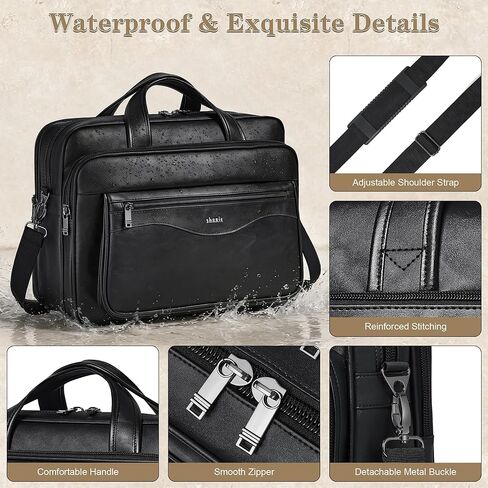 Shrrie Leather Laptop Bag Fits 17 to 17.3 Inch for Men and Women,Vintage Business Briefcase Laptop Messenger Work,Travel in Kuwait