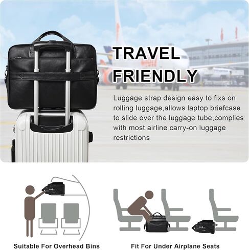 Shrrie Leather Laptop Bag Fits 17 to 17.3 Inch for Men and Women,Vintage Business Briefcase Laptop Messenger Work,Travel in Kuwait