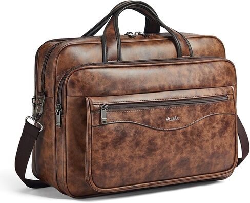 Shrrie Leather Laptop Bag Fits 17 to 17.3 Inch for Men and Women,Vintage Business Briefcase Laptop Messenger Work,Travel in Kuwait