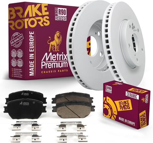 Metrix Premium Chassis Parts - Front Vented Brake Rotor 10.83 inch (275 mm) & D908 Ceramic Disc Brake Pad Set Kit Fits 2002-2006 Toyota Camry 2.4L, 3.0L| Made in Europe in Kuwait