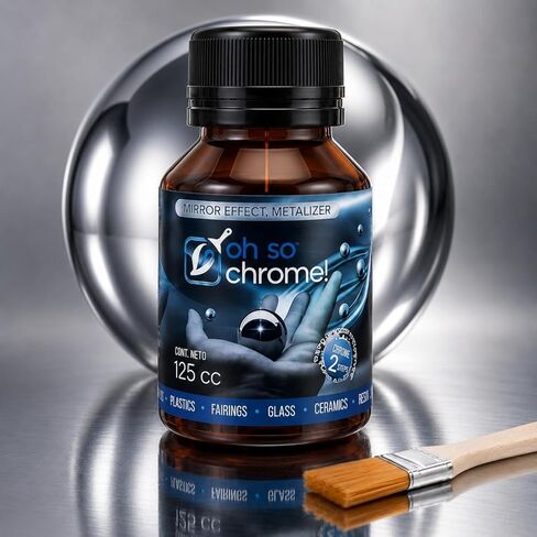 Professional Ceramic and Surface Chrome Mirror Effect and Metalizer Solution 125cc, Liquid Chrome Paint, Silver Mirror Paint for Metal, Covers 5 Square Meters in Saudi Arabia