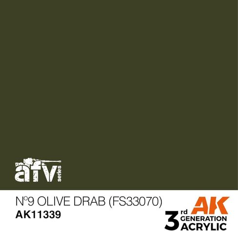 AK Acrylics 3Gen AFV AK11339 Nr9 Olive Drab (FS33070) (17ml) in Kuwait