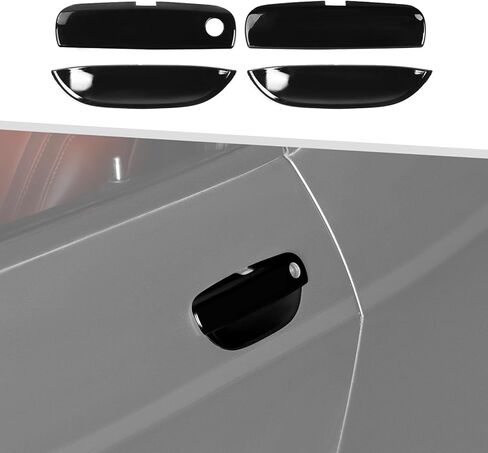 Jimen Fit for Dodge Challenger 2015-2023, 4PCS Exterior Door Handle Cover Trim & Door Handle Bowl (Black) in Kuwait