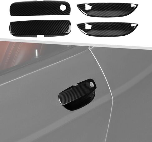 Jimen Fit for Dodge Challenger 2015-2023, 4PCS Exterior Door Handle Cover Trim & Door Handle Bowl (Black) in Kuwait