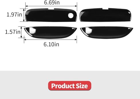 Jimen Fit for Dodge Challenger 2015-2023, 4PCS Exterior Door Handle Cover Trim & Door Handle Bowl (Black) in Kuwait