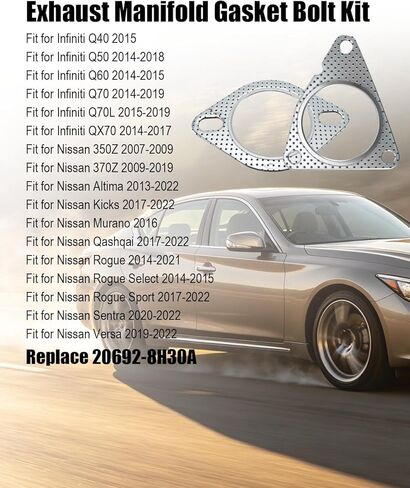 20692-8H30A Catalytic Converter Gasket Bolt Exhaust Gasket Bolt Fit for Infiniti G35 2007 to 2008 G37 2008 to 2013 Q50 Q60 2014 to 2015 FX35 2009 to 2012 QX70 2014 to 2017 in Saudi Arabia