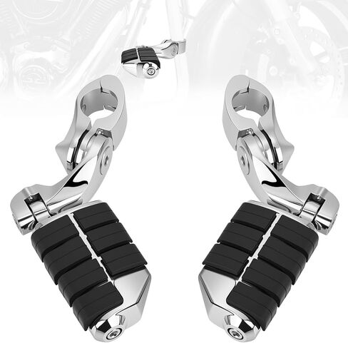 1.25" Motorcycle Highway Footpegs Adjustable Highway Pegs Compatible with Harley Davidson Touring Road King Road Glide Street Glide Electra Glide Sportster with 1 1/4" Highway Bar Chrome in Saudi Arabia