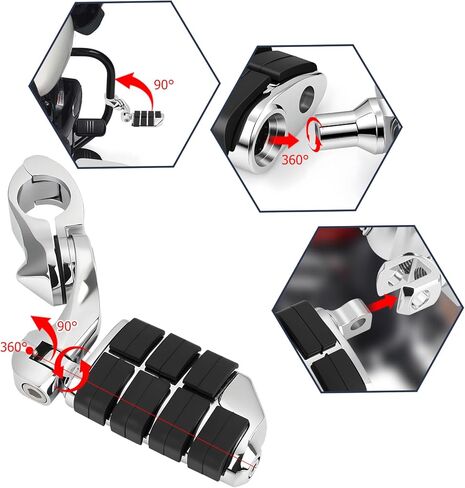 1.25" Motorcycle Highway Footpegs Adjustable Highway Pegs Compatible with Harley Davidson Touring Road King Road Glide Street Glide Electra Glide Sportster with 1 1/4" Highway Bar Chrome in Saudi Arabia