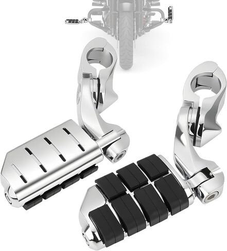 1.25" Motorcycle Highway Footpegs Adjustable Highway Pegs Compatible with Harley Davidson Touring Road King Road Glide Street Glide Electra Glide Sportster with 1 1/4" Highway Bar Chrome in Saudi Arabia