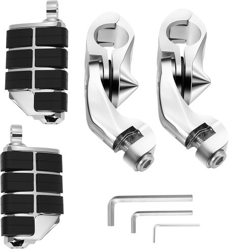 1.25" Motorcycle Highway Footpegs Adjustable Highway Pegs Compatible with Harley Davidson Touring Road King Road Glide Street Glide Electra Glide Sportster with 1 1/4" Highway Bar Chrome in Saudi Arabia