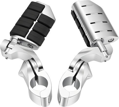 1.25" Motorcycle Highway Footpegs Adjustable Highway Pegs Compatible with Harley Davidson Touring Road King Road Glide Street Glide Electra Glide Sportster with 1 1/4" Highway Bar Chrome in Saudi Arabia