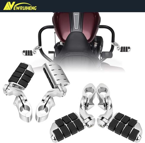 1.25" Motorcycle Highway Footpegs Adjustable Highway Pegs Compatible with Harley Davidson Touring Road King Road Glide Street Glide Electra Glide Sportster with 1 1/4" Highway Bar Chrome in Saudi Arabia
