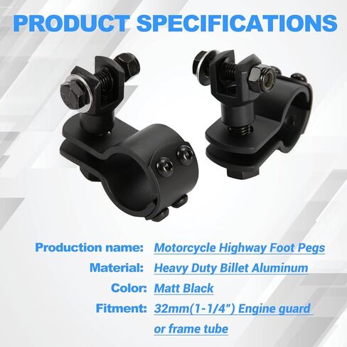 INNOGLOW 32mm 1-1/4" Highway Foot Peg Clamps - Heavy Duty Billet Aluminum Motorcycle Footpeg Bracket Mounts Fit for Engine Guard Frame Tube Harley Honda Yamaha Kawasaki ATV UTV in Saudi Arabia