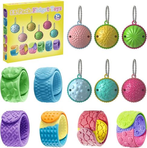 Fidget Toys Stress Balls for Kids, Sensory Ball Toys and Textured Silicone Slap Bracelets , Sensory Fidget Toys for Anxiety Relief, Autism ADHD Stress Relief Toy, Classroom Prize, Party Favors in Saudi Arabia