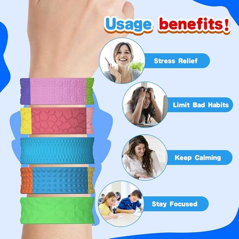 Fidget Toys Stress Balls for Kids, Sensory Ball Toys and Textured Silicone Slap Bracelets , Sensory Fidget Toys for Anxiety Relief, Autism ADHD Stress Relief Toy, Classroom Prize, Party Favors in Saudi Arabia