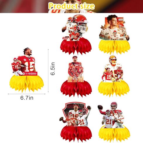 Patrick Mahomes Party Decorations Honeycomb Centerpiece, 7 Pieces American Football Star Theme 3D Double Side Cake Toppers Table Centerpieces, Photo Backdrop for Fans Adults Birthday Party Decorations in Saudi Arabia
