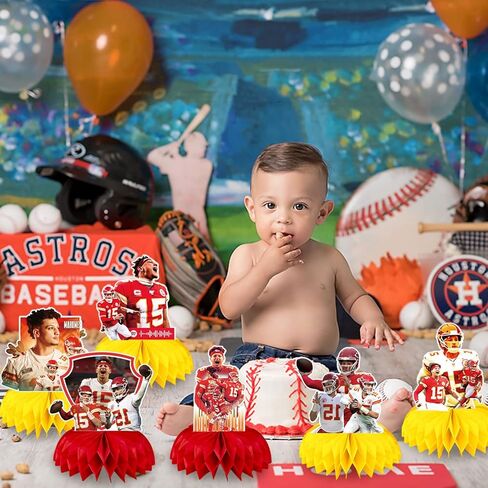 Patrick Mahomes Party Decorations Honeycomb Centerpiece, 7 Pieces American Football Star Theme 3D Double Side Cake Toppers Table Centerpieces, Photo Backdrop for Fans Adults Birthday Party Decorations in Saudi Arabia
