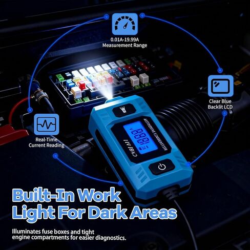 Automotive Circuit Fault Probe Tester, 20A 48V-High-Precision Car Fuse Tester Automotive Current Tester Car Circuit Fault Finder with LED Display Front Light, 2-in-1 Wire Tracer Short Finder in Saudi Arabia