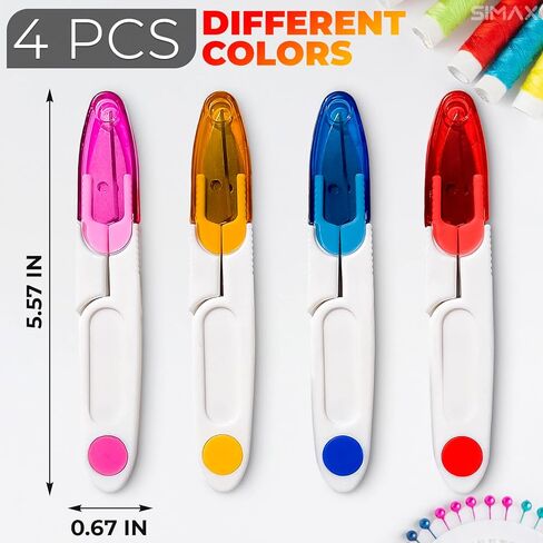 4 Pcs U-Shaped Thread Snips for Sewing – Portable Crochet Scissors with Cover for Embroidery and Crafting – Compact Lightweight Yarn Snips for Travel, DIY Projects, Quick Trimming and Everyday Use in Saudi Arabia