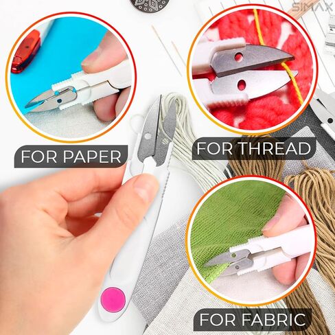 4 Pcs U-Shaped Thread Snips for Sewing – Portable Crochet Scissors with Cover for Embroidery and Crafting – Compact Lightweight Yarn Snips for Travel, DIY Projects, Quick Trimming and Everyday Use in Saudi Arabia