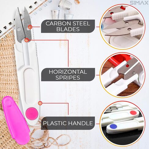 4 Pcs U-Shaped Thread Snips for Sewing – Portable Crochet Scissors with Cover for Embroidery and Crafting – Compact Lightweight Yarn Snips for Travel, DIY Projects, Quick Trimming and Everyday Use in Saudi Arabia