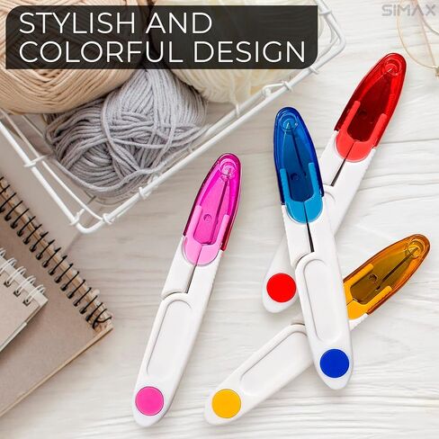 4 Pcs U-Shaped Thread Snips for Sewing – Portable Crochet Scissors with Cover for Embroidery and Crafting – Compact Lightweight Yarn Snips for Travel, DIY Projects, Quick Trimming and Everyday Use in Saudi Arabia
