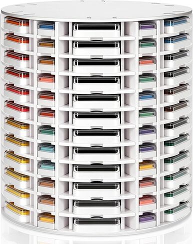 Rotating Ink Pad Storage Rack 144 Grids for 3" X 3" & 1.3" X 1.3" Ink Pads, Mini Cube Caddy Stamp Pad Organizer Holder 360° Rotating for Desktop, Home Office and School Etc. in Saudi Arabia