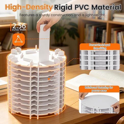 Rotating Ink Pad Storage Rack 144 Grids for 3" X 3" & 1.3" X 1.3" Ink Pads, Mini Cube Caddy Stamp Pad Organizer Holder 360° Rotating for Desktop, Home Office and School Etc. in Saudi Arabia